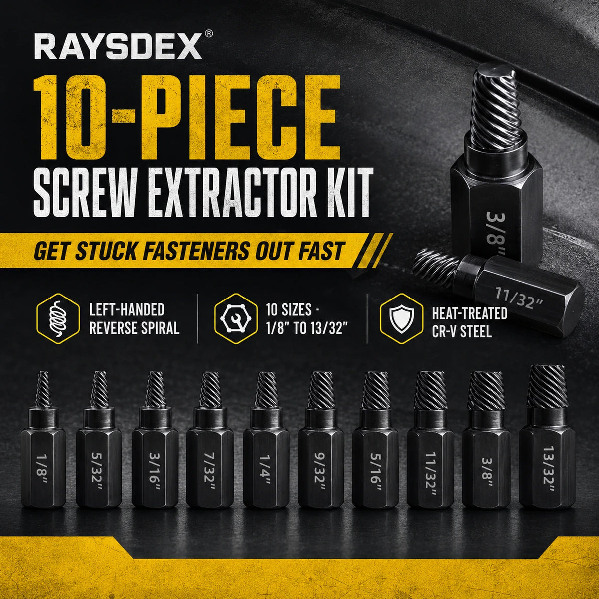 RAYSDEX 10-piece screw extractor kit