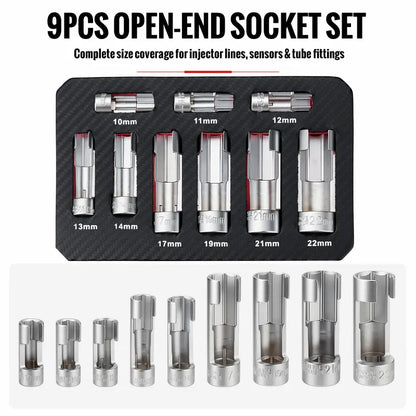 9-Piece Injector & Sensor Line Socket Set – 10–22mm