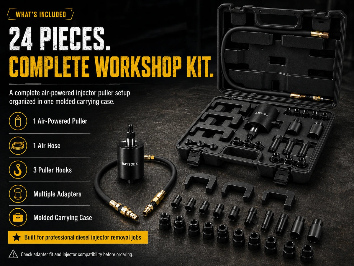 RAYSDEX complete 24-piece diesel injector puller kit
