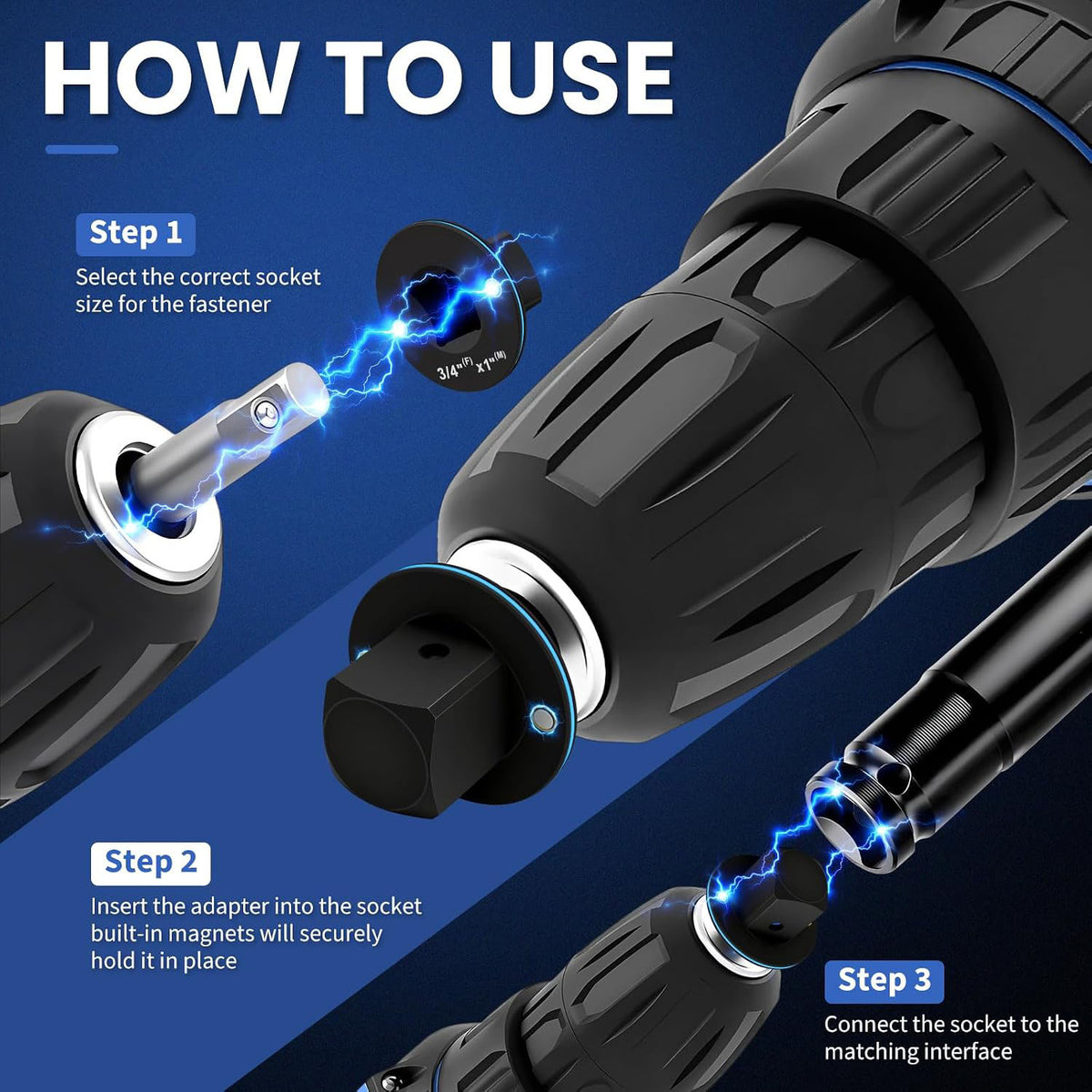 RAYSDEX 4-Piece Low Profile Impact Socket Adapter Set – Magnetic & Stackable