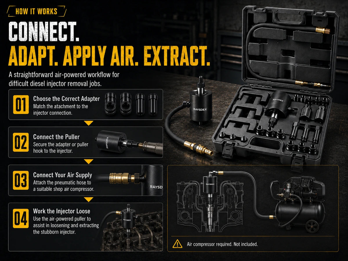 How to use RAYSDEX air-powered diesel injector puller