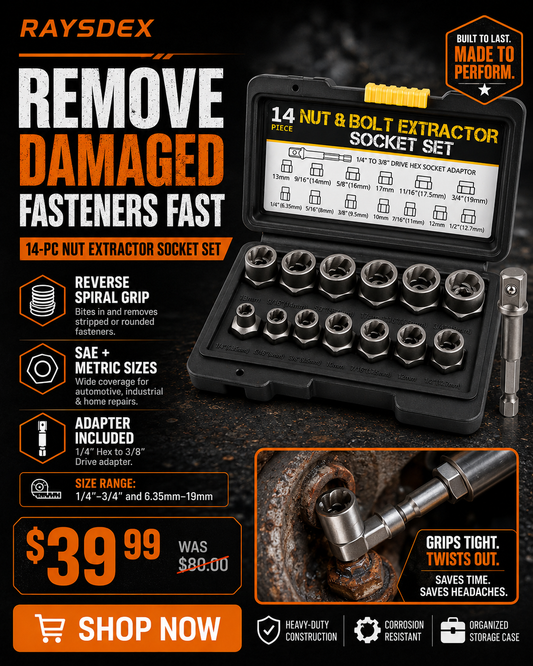 14-Piece Nut & Bolt Extractor Socket Set