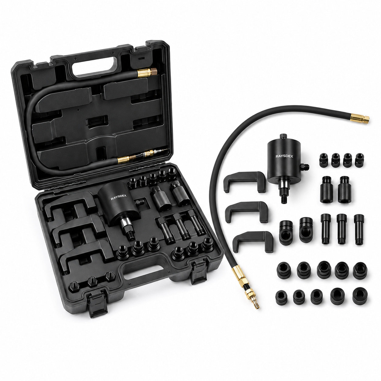 RAYSDEX Air-Powered Diesel Injector Puller Kit with Adapters & Puller Hooks